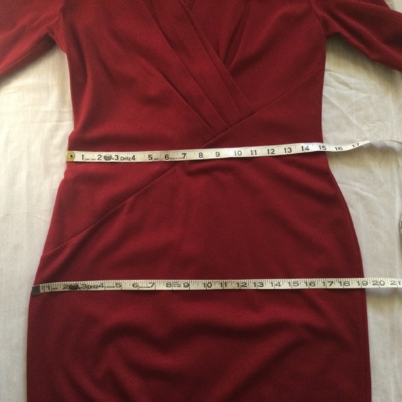 Lafayette 148 Red Pleated Crossover Bodice Dress 8 - Picture 8 of 13